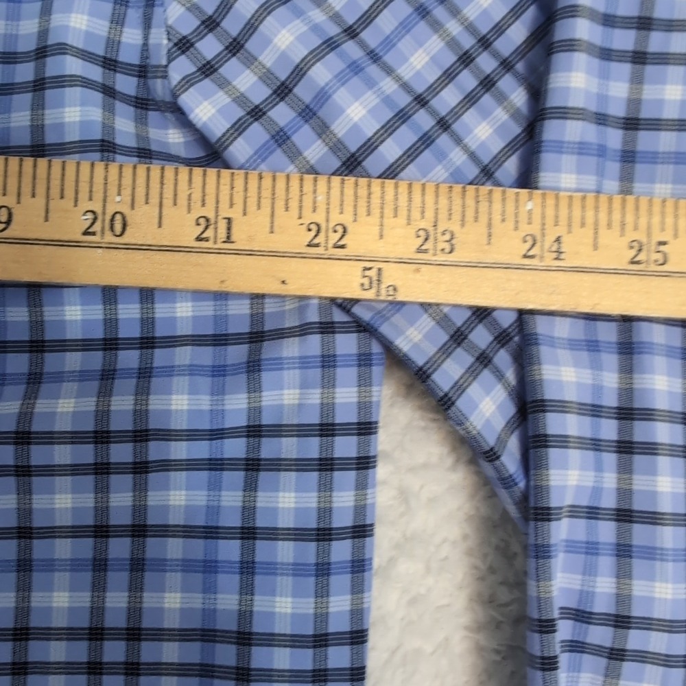 Dunning Shirt Mens 2XL Blue Plaid Button Down Performance Nylon Stretch Comfort - Picture 7 of 10